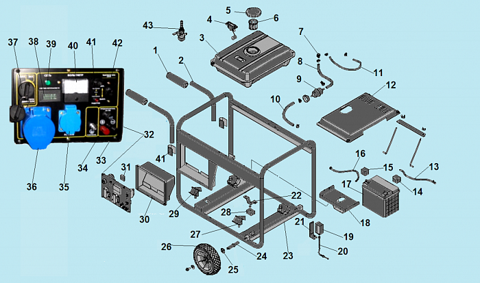 2 БАК - АККУМУЛЯТОР ГЕНЕРАТОР CHAMPION DG6501E